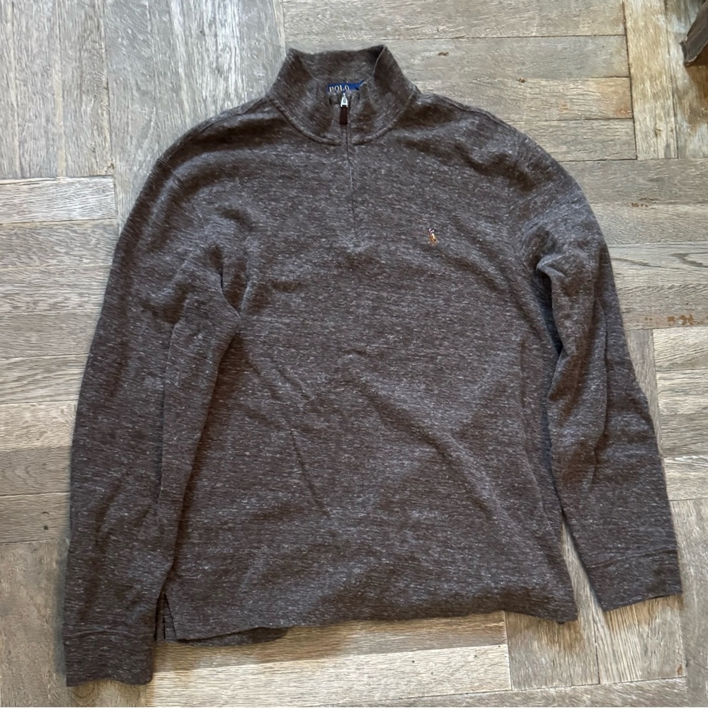 Polo Ralph Lauren Men’s Size M Medium Estate Rib Quarter Zip Nutmeg Brown
